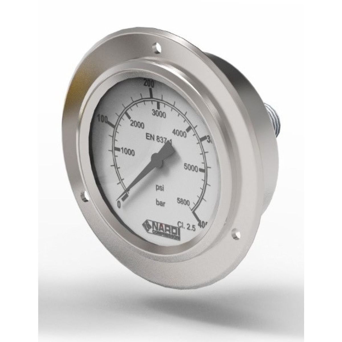 Hochdruck Manometer - 63 mm - 0-400 bar - 1-4 Zoll axial inkl. Flansch